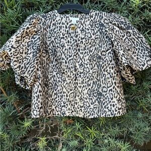 H&M Leopard Print Blouse Balloon Sleeve NWT